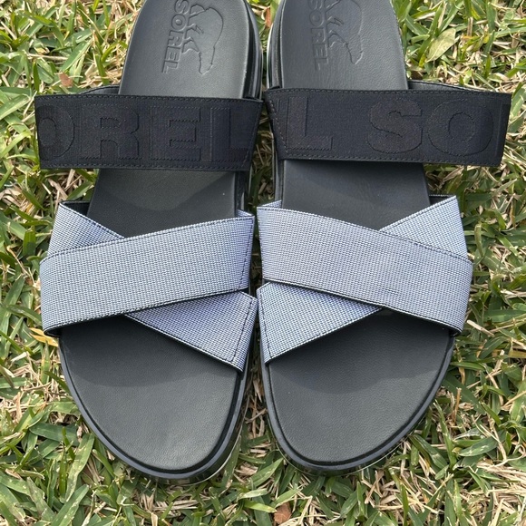Sorel Roaming Sport Slide Sandals Women’s Sz. 10 Black White Casual Slip On (C2 - Picture 10 of 10